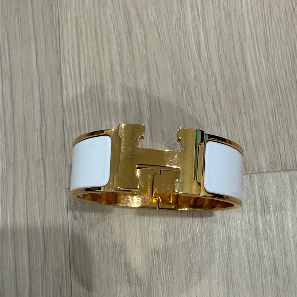 Hermes Gold and White Cuff Bracelet
